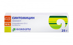 Синтомицин 10% 25г линимент (хлорамфеникол)