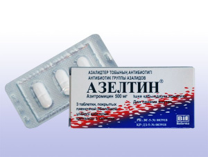 Азелтин 500мг №3 табл (азитромицин)