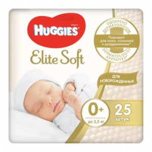 Подгузники детские huggies Elite soft 0+ 25 548005