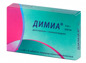 Димиа 3 мг/0,02 мг №28 табл (дроспиренон/этинилэстрадион)