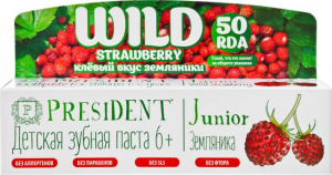 Зубная паста President детская Junior со вкусом земляники 6+ 50мл 502337