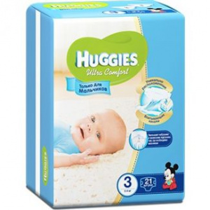 Подгузники детские huggies Ultra Comfort 3 21 Boy 543536*8