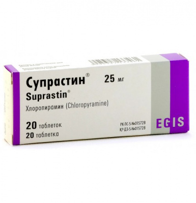Супрастин 25 мг №20 табл (хлоропирамин)