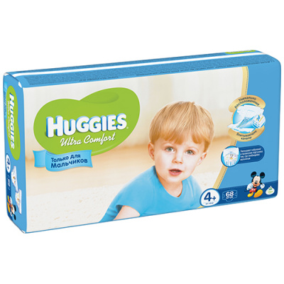 Подгузники детские huggies Ultra Comfort 4+ 68 Boys 543796*2